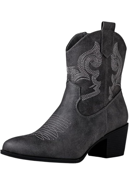 Classic Round Toe Western Booties with Comfort Insole