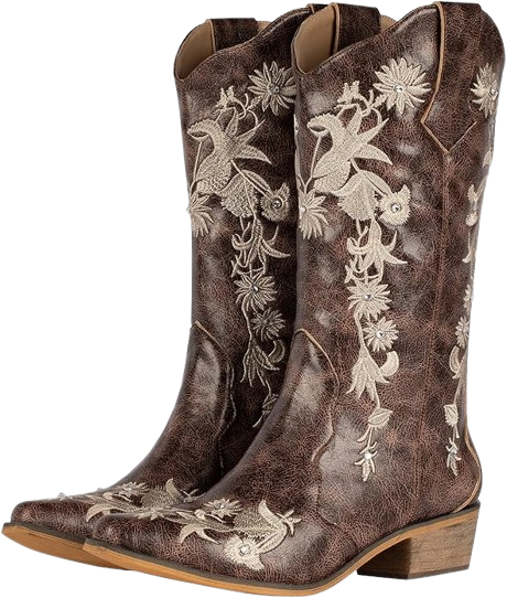 Calf Country Wedding Boots Snip Toe Brown