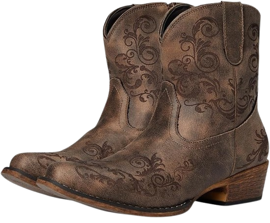 Gothic Cross & Angel Wing Embroidered Mid Calf Boots